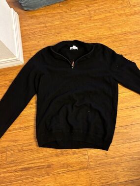 John w Nordstrom Men's Black Quarter-Zip Sweater cashmere size large worn once